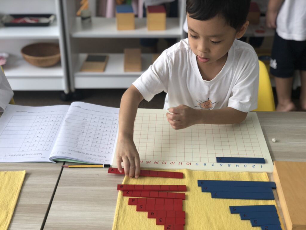 Montessori Kids Academy Addition Using Table Sum Board