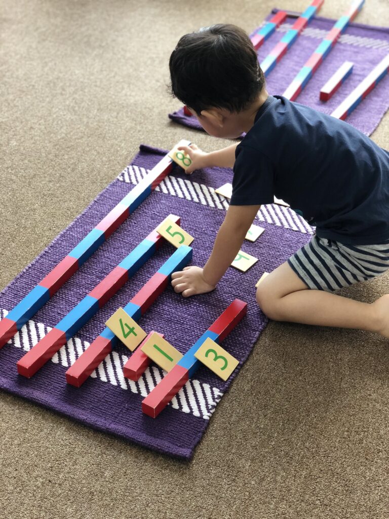Montessori Kids Academy Matching Number Rods With Numeral Cards