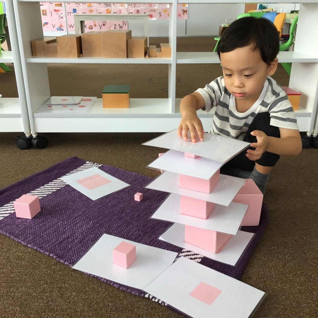 Montessori Kids Academy Pink Tower Extension Activity