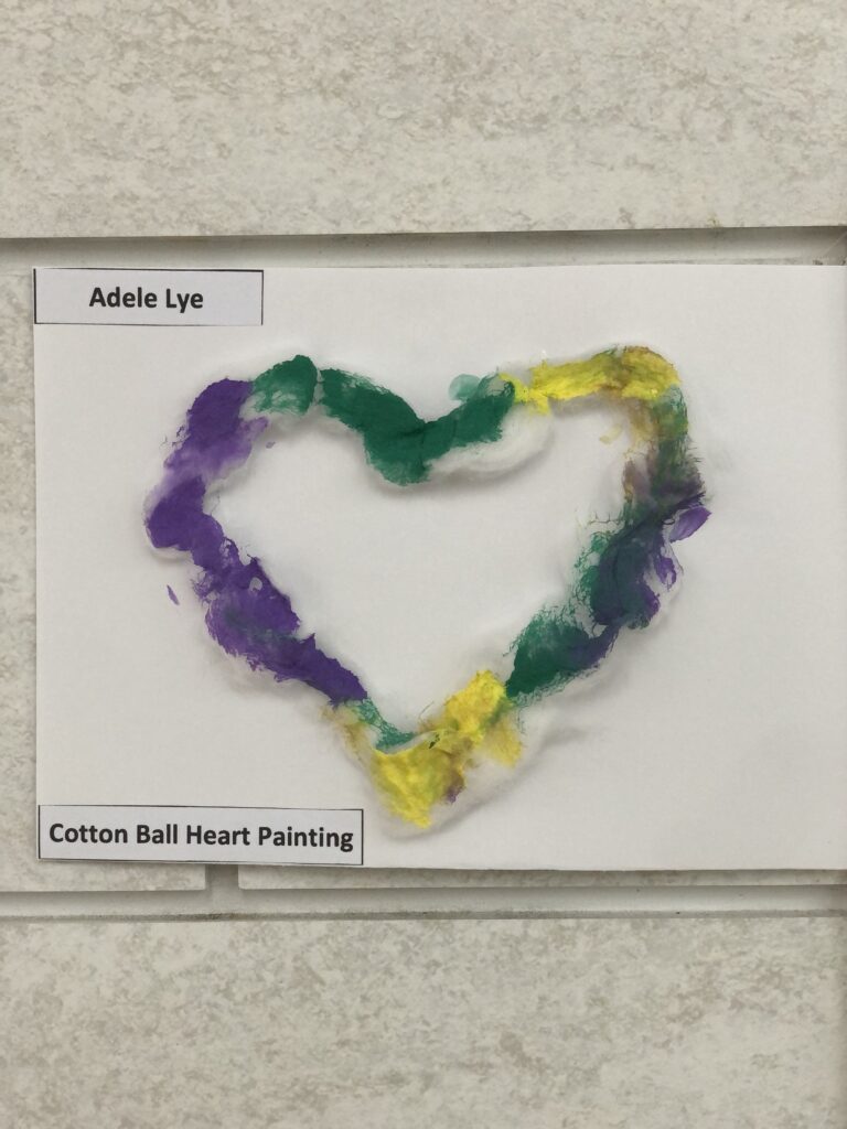 Montessori Kids Academy Cotton Ball Heart Painting